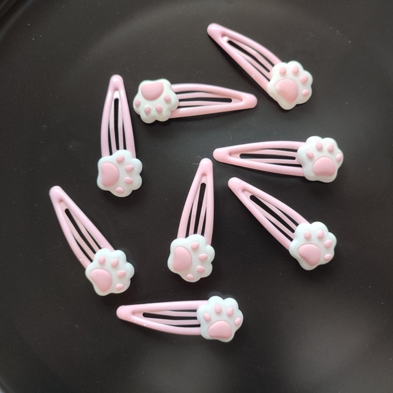 2/4/8pcs Pink And Tender Hair Clip, Cute Cartoon Cat Paw Hair Accessory, No Harm to Hair, Sweet And Girlish Heart, Student Hair Clip Hair Accessory, Headwea