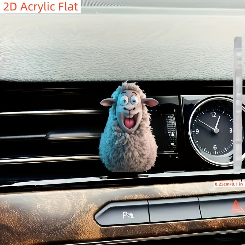 2D Acrylic Flat Fun Lamb 2D Acrylic Automobile Air Freshener Suit-Long Lasting Fragrance with Aromatherapy Pad/Compression Stick/Stick Option-Funny Car Interior Design Accessories