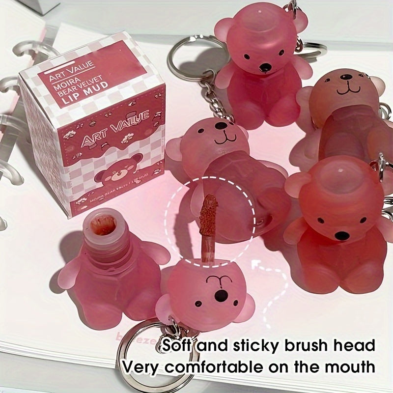 Six-color Bear Lip Glaze - Moisturizing, Matte, Waterproof, Long-lasting, Easy to Apply, Dark Red, Pink, Gift for Couples, Girlfriend
