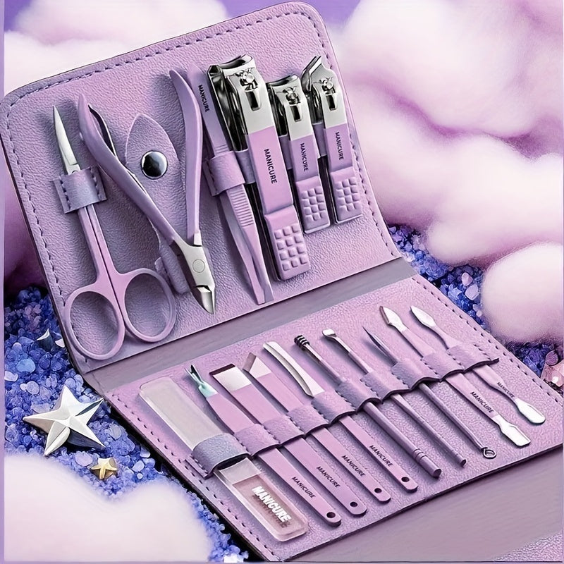 (3 Colours Available) 16pcs Premium Stainless Steel Manicure And Pedicure