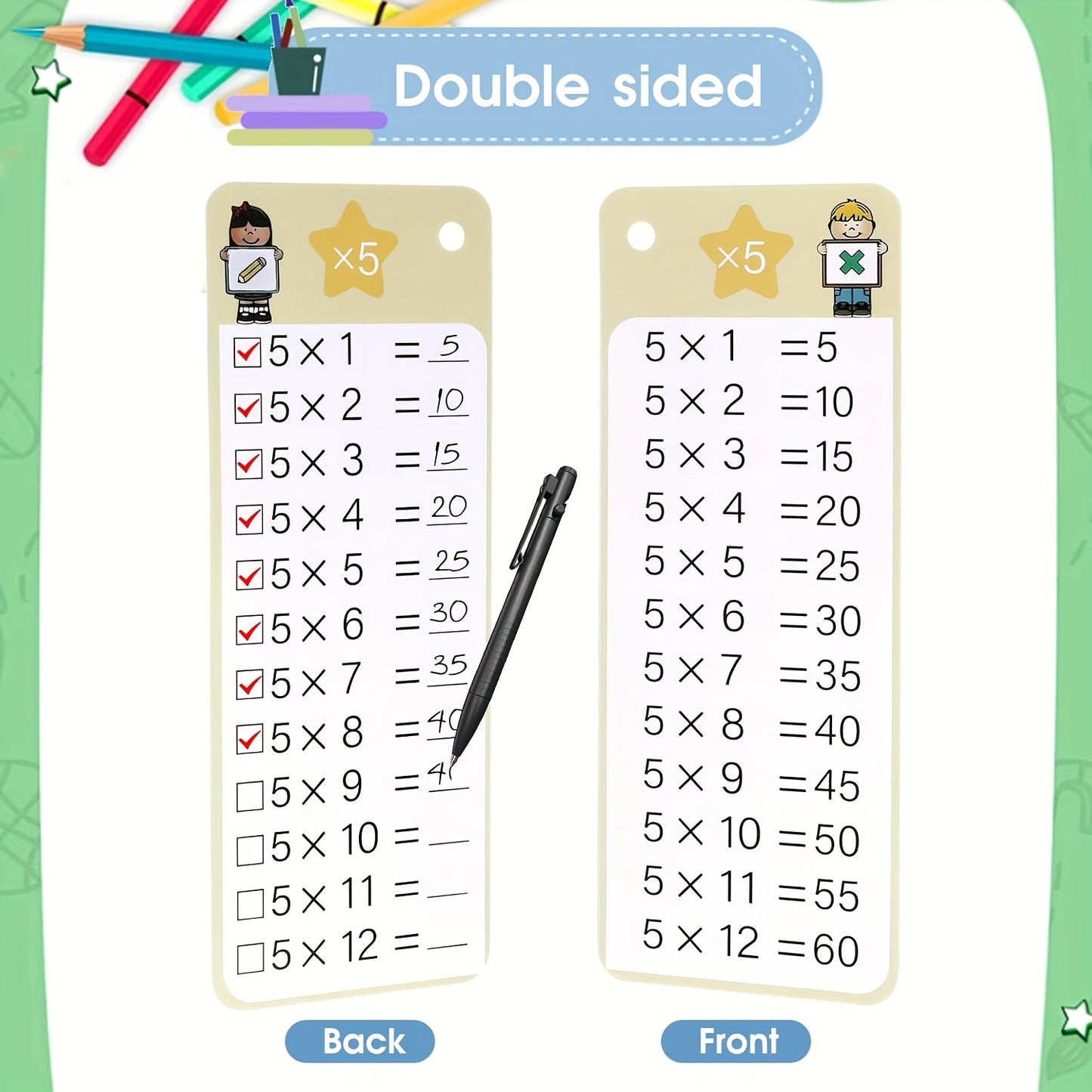 14pcs Multiplication Flash Card Set | Self-Check & Scoring, Includes Storage Ring, Dry Erase Markers | Ideal for Classroom & Home Learning, Perfect Gift for Students