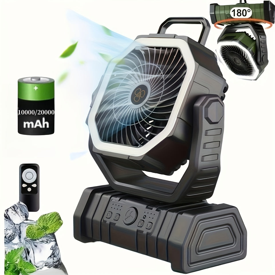 Portable Camping Fan Light – Bright, Rechargeable, Durable Cooling Companion