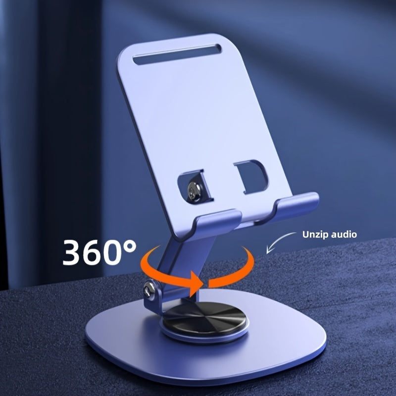 360° Rotating Metal Phone and Tablet Stand | Foldable Desktop Holder with Suction Cup Base | Adjustable Height & 180° Tilt | Multi-Angle Viewing Angle | Sleek Metallic Finish | Ideal for Office Use, Portable Device Stand |