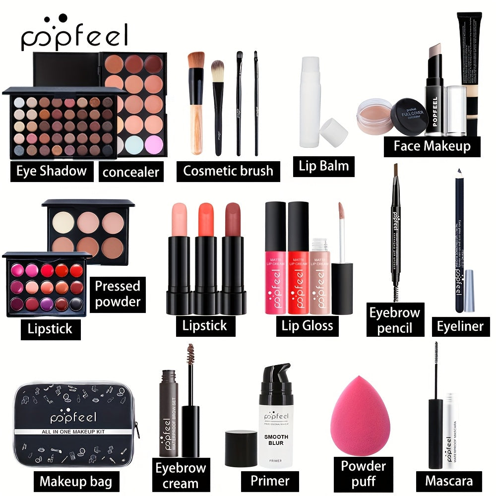POPFEEL Eyeshadow Makeup Kit: Complete Set for Beginners,