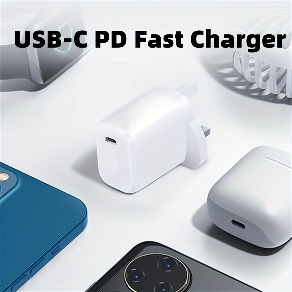 30W Fast and Portable PD USB-C Charger: Compatible with Macbook Air 13/12, Ipad Pro 13/12.9, Ipad Air 5/4, Mini 6, Ipad 10, Iphone 15, Pixel 8/7-2pcs/1pc - White