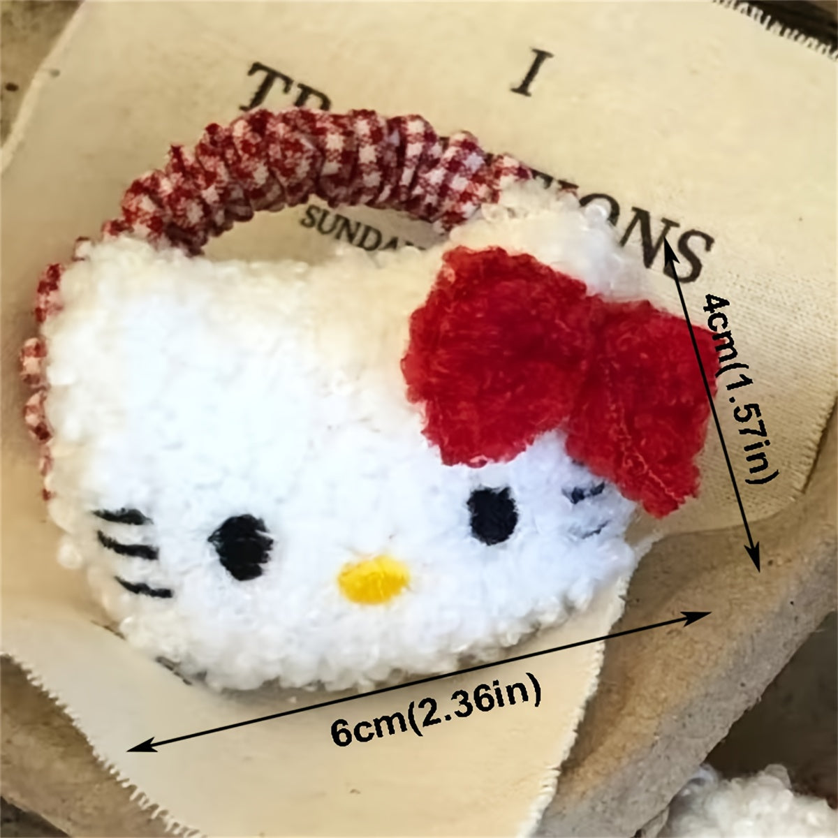 1pc of sweet Kitty cat hair clip headband, cute retro plaid hair loop, double ponytail doll braided hair rope