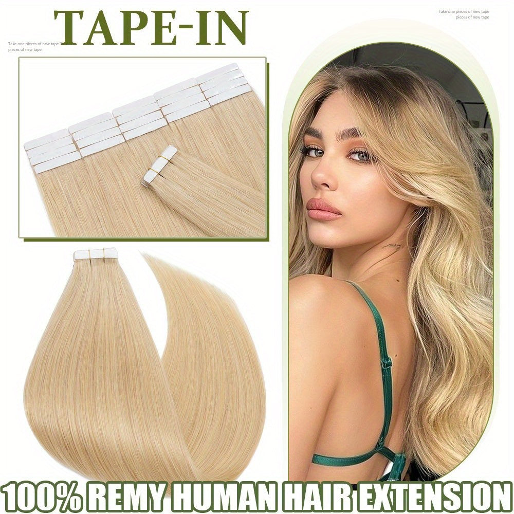 20pcs (50g Each) Brazilian Virgin Hair Extensions - 100% Remy Human Hair, Natural Brown/Blonde/Red/Black/, Straight Hair Extensions with Seamless Beige Weft, Long 35.56-60.96 cm Lengths for Women.