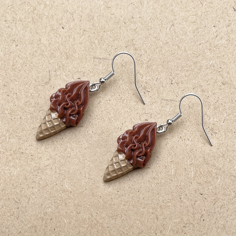 Imitation Ice Cream Resin Drop Dangle Earrings Food Design Accessories For Women Party Jewelry
