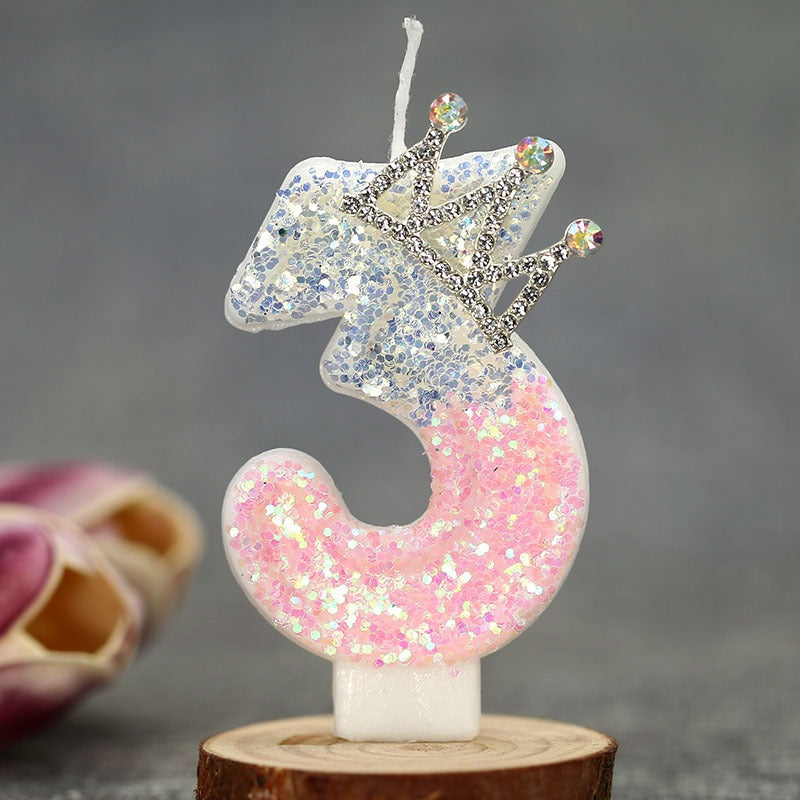 3D Princess Cake Topper Candle, Single Pack Glitter Number Birthday - Paraffin Wax, Single-Wick, Irregular Shape - for Party Decoration Supplies