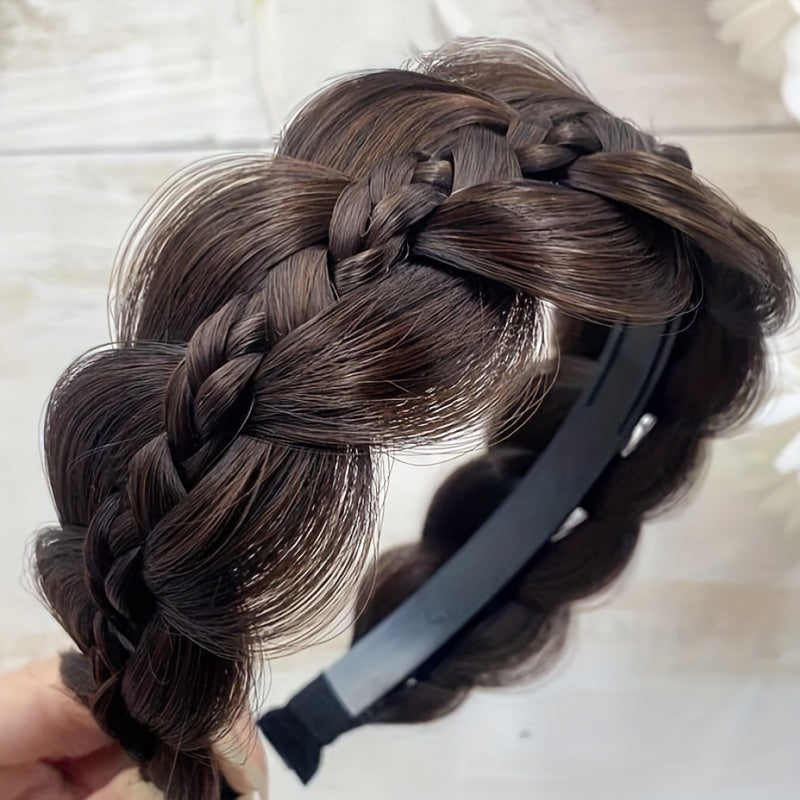 1pc Luxurious Handcrafted Wide Brim Braid Wig Headband - Exquisite, Realistic & Versatile - Ideal for Teens, Outdoor Parties, Cosplay & Gifts - Princess Fairy Style, Enchanting Photography Props