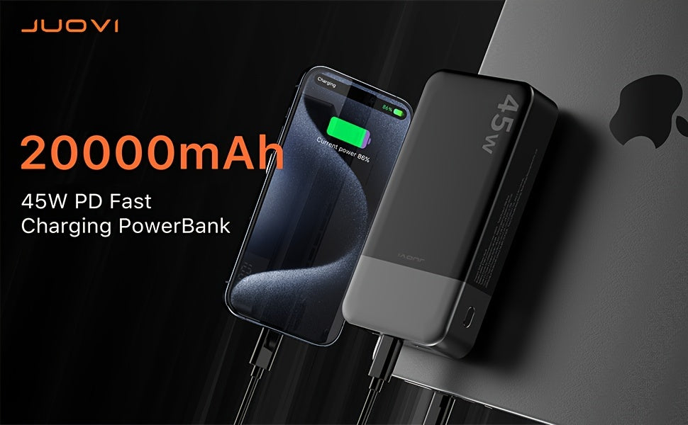 45W 20000mAh Portable Power Bank With LED Display And 4 Interfaces, Capable Of Charging Laptops With Large Capacity