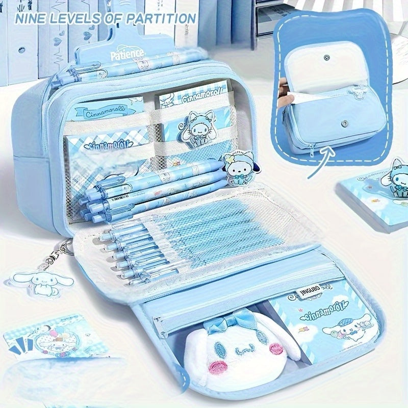 Sanrio Large 9-Layer Spacious Purple Kurumi Blue Artificial Jade Pencil Case