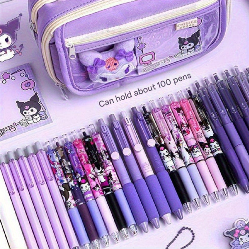 Sanrio Large 9-Layer Spacious Purple Kurumi Blue Artificial Jade Pencil Case