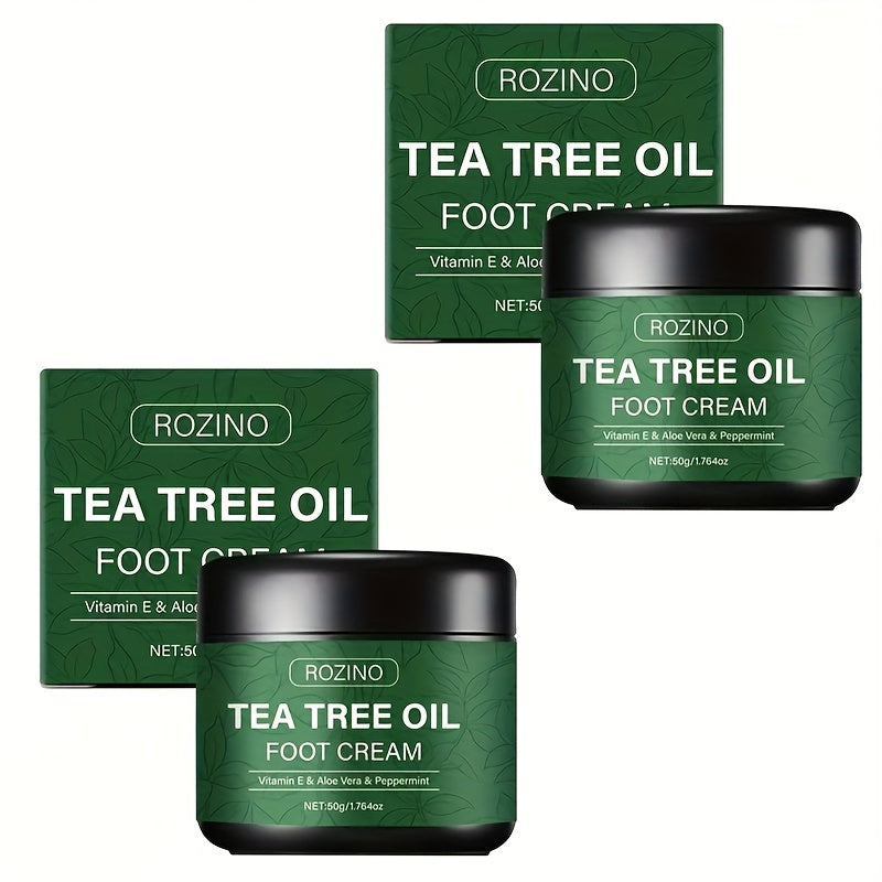 2pcs Tea Tree Oil Foot Cream, Rich in Vitamins E, Aloe Vera & Peppermint,