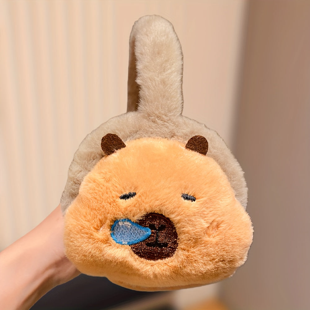 1 Multi-Color Capybara Design Ear Muffs with 3 Different Expressions