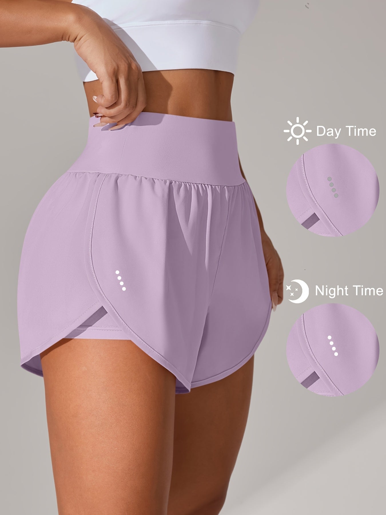 Light Blue High-Waisted Yoga Shorts with Ruffles