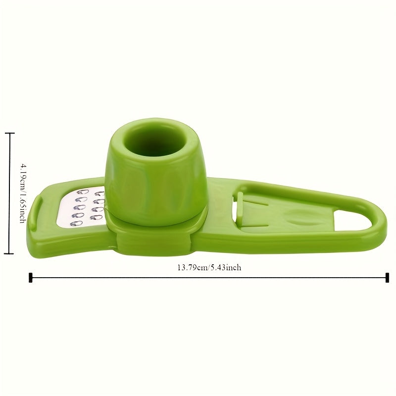 3-in-1 Multifunctional - Metal & Plastic Garlic & Ginger Press - Manual Kitchen Gadget Tool, Food Contact Safe, No Electricity Needed