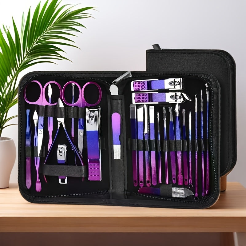 6/9/26pcs set Colorful Manicure & Pedicure Kit0 - Stainless Steel Nail Clippers, Cuticle Trimmers, Ear Spoon & Files with Durable Storage Case.