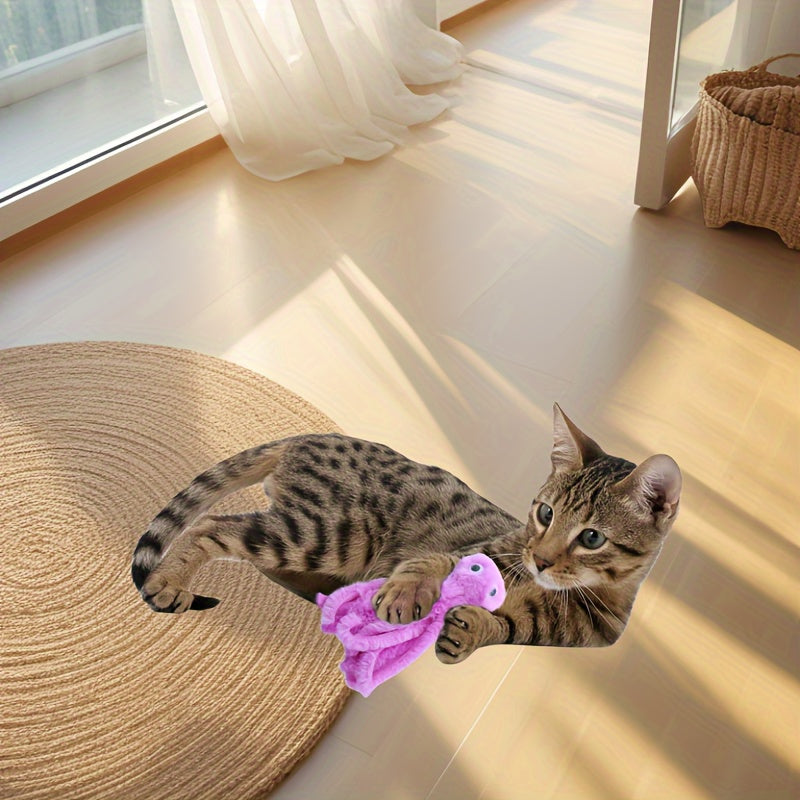 1pc Cartoon Octopus Design Cat Toy - Durable, Chewable, Interactive Plush Toy for Cats and Dogs - Fun, Colorful, Soft, and Safe Pet Supply