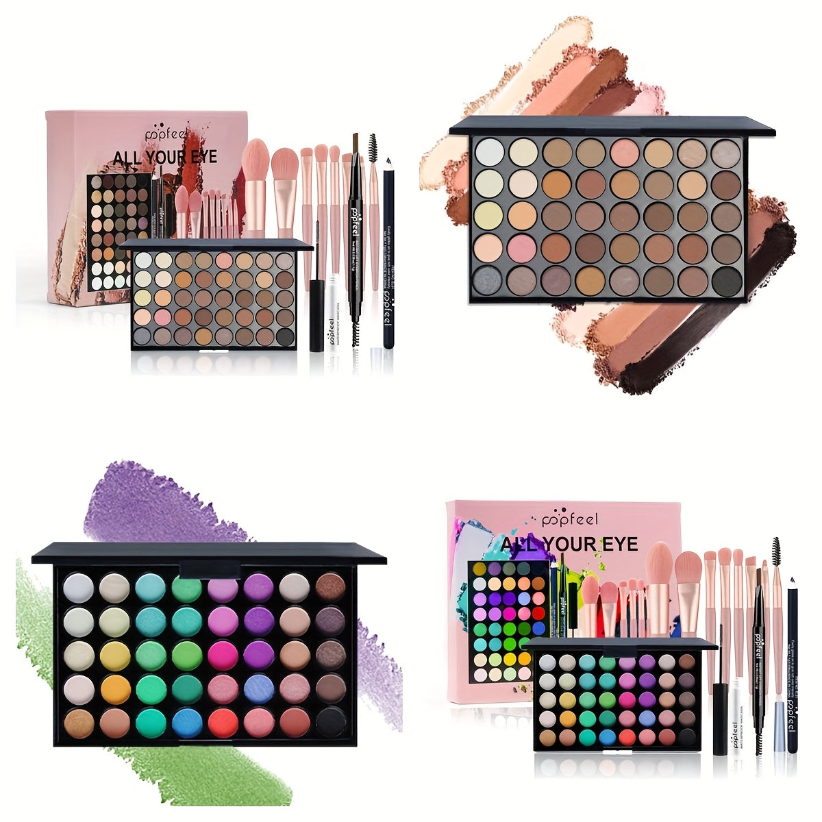 POPFEEL 40-Color Eyeshadow Set, 12pcs Set, Create Perfect Eye Makeup.