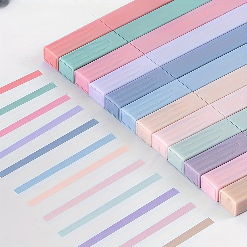 12-Pack Soft Color Highlighter Set | Flat Tip Design, Non-Smudge, Leak-Proof, Plastic Material - Suitable for Journaling, Office Work & Expert Use