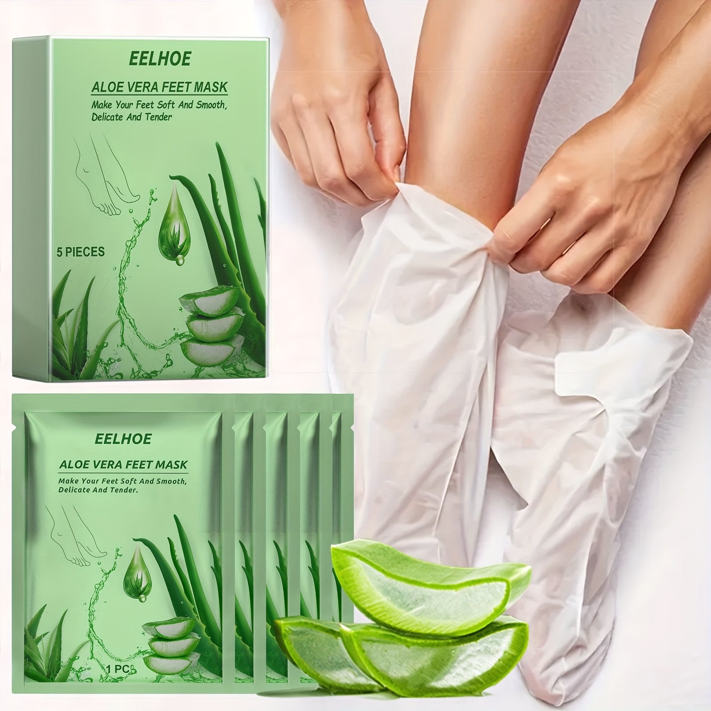 5pcs Hydrating & Moisturizing Exfoliating Foot Mask with Aloe Vera.