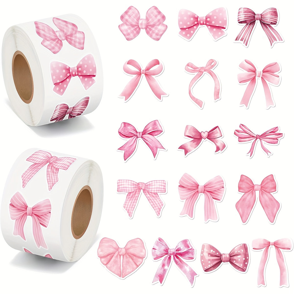 500 Stickers Per Roll, Pink Shaped Self-Adhesive Paper with 16 Design Options, Perfect for Lively Girls' Aesthetics, Suitable for Gifts, Notebooks, Laptops, Bottles, Scrapbooking, Luggage, Envelopes, And DIY Decorations, Made