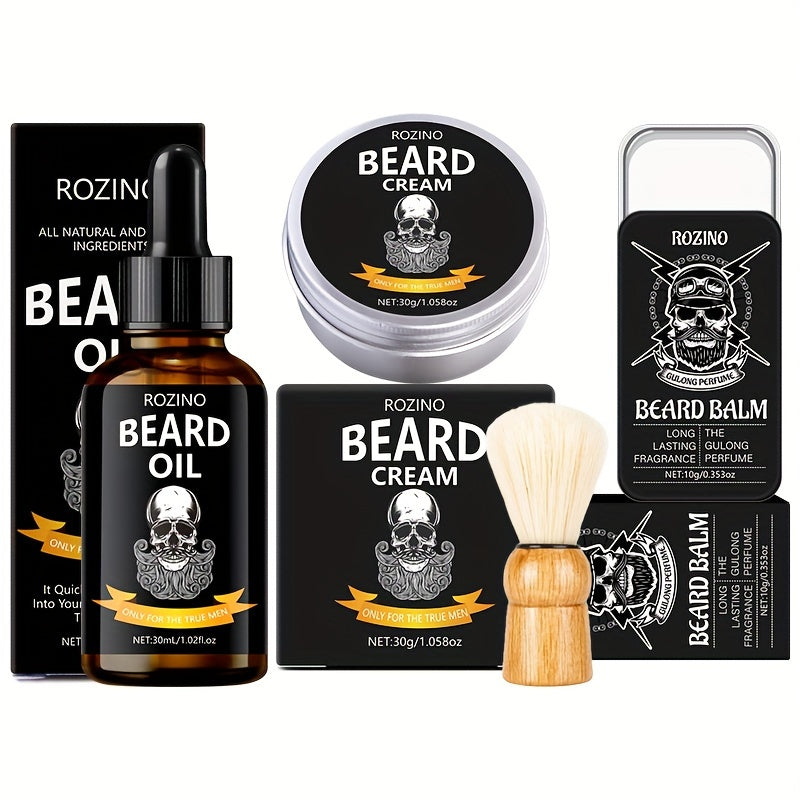 4pcs ROZINO Men'S Beard Care Set - Hypoallergenic, Non-Greasy Moisturizer with Co4pcs ROZINO Men Beard Care Set.