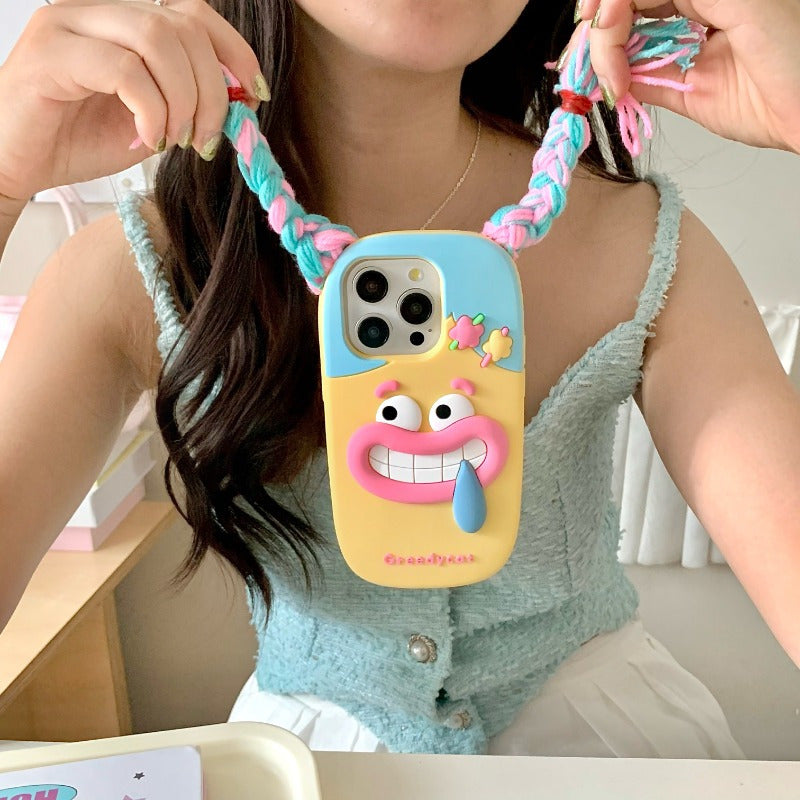 Funny Braided Case Apple Funny Braided Girl Full-Cover Anti-Fall Protective Case | Creative Niche for Iphone 16 15 14 13 12 11 Pro Plus Max
