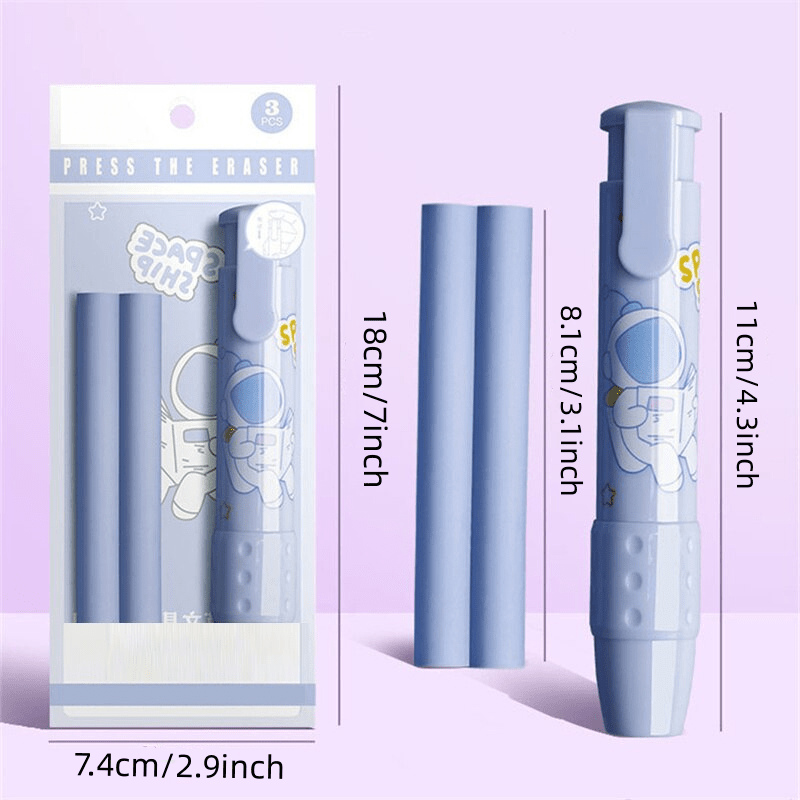 4pcs No Crumbs Retractable Pushable Eraser: Creative Design for Students & Office Use