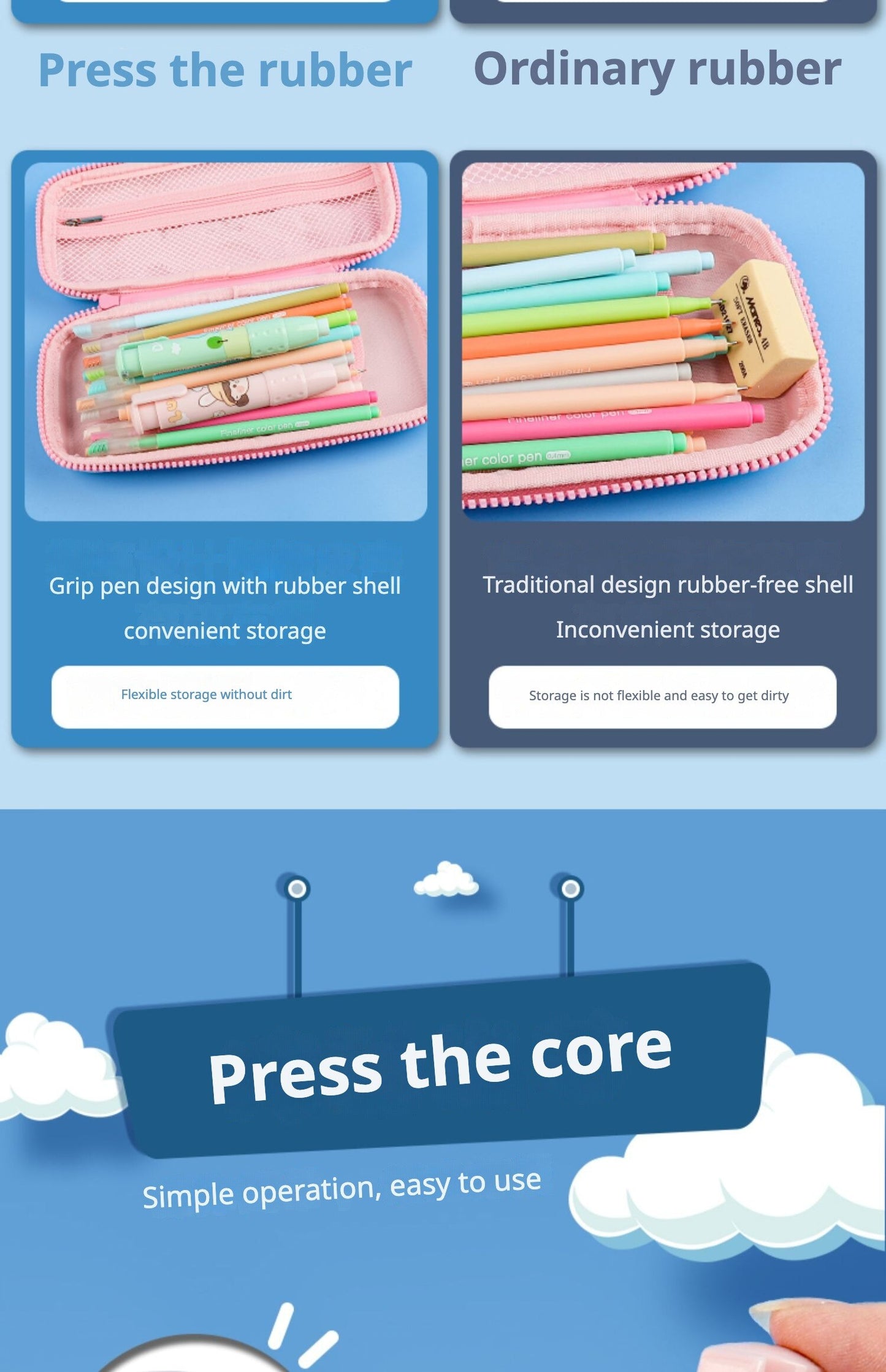 4pcs No Crumbs Retractable Pushable Eraser: Creative Design for Students & Office Use