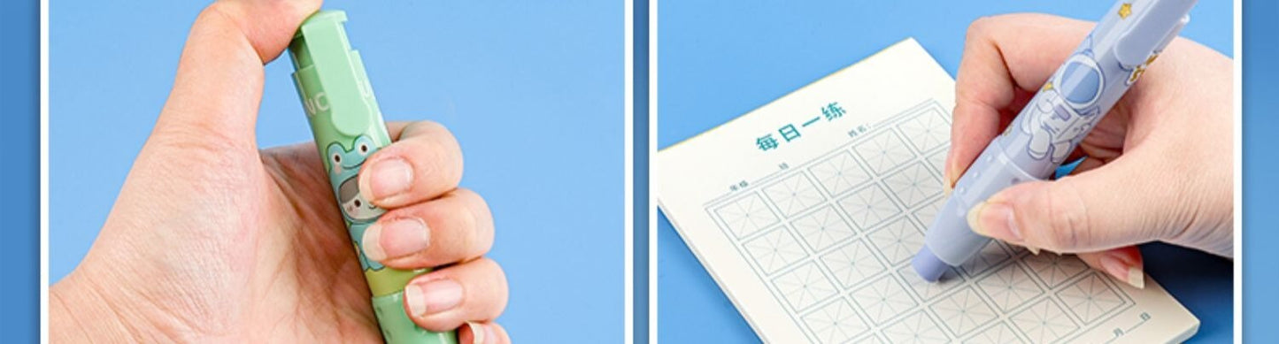4pcs No Crumbs Retractable Pushable Eraser: Creative Design for Students & Office Use