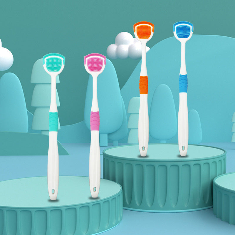 Plastic Tongue Scraper Brush with Silicone Head - Bad Breath Control, Oral Hygiene Cleaner, Color Random (Plastic), Dental Care Tool for Fresh Breat
