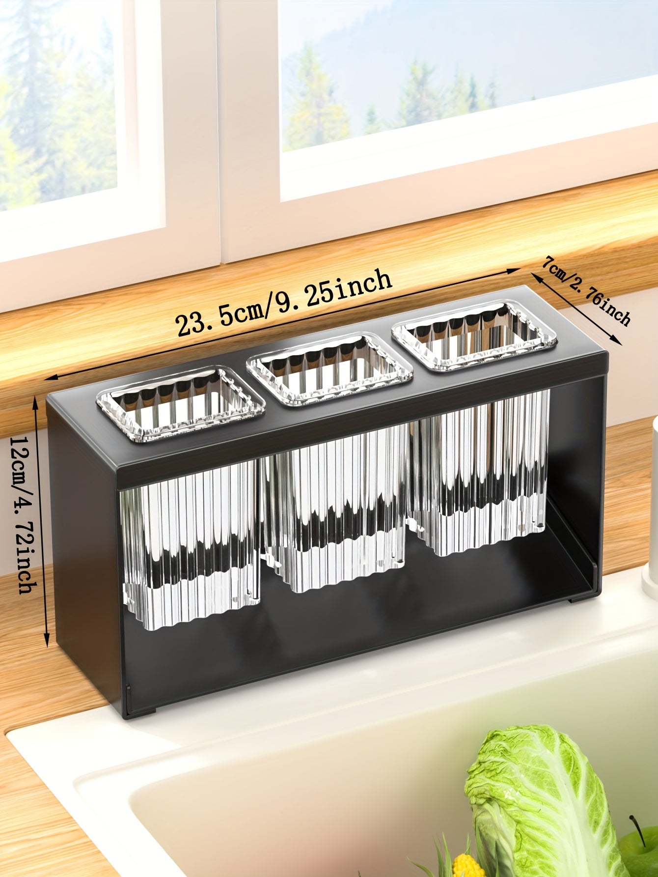 1pc Multifunctional Kitchen Utensil Organizer with Drainboard - Plastic Tableware Storage Holder for Knives, Forks, Spoons, and Chopsticks - Countertop Utensil Rack with Built-in Drainage for Home and Restaurant Use