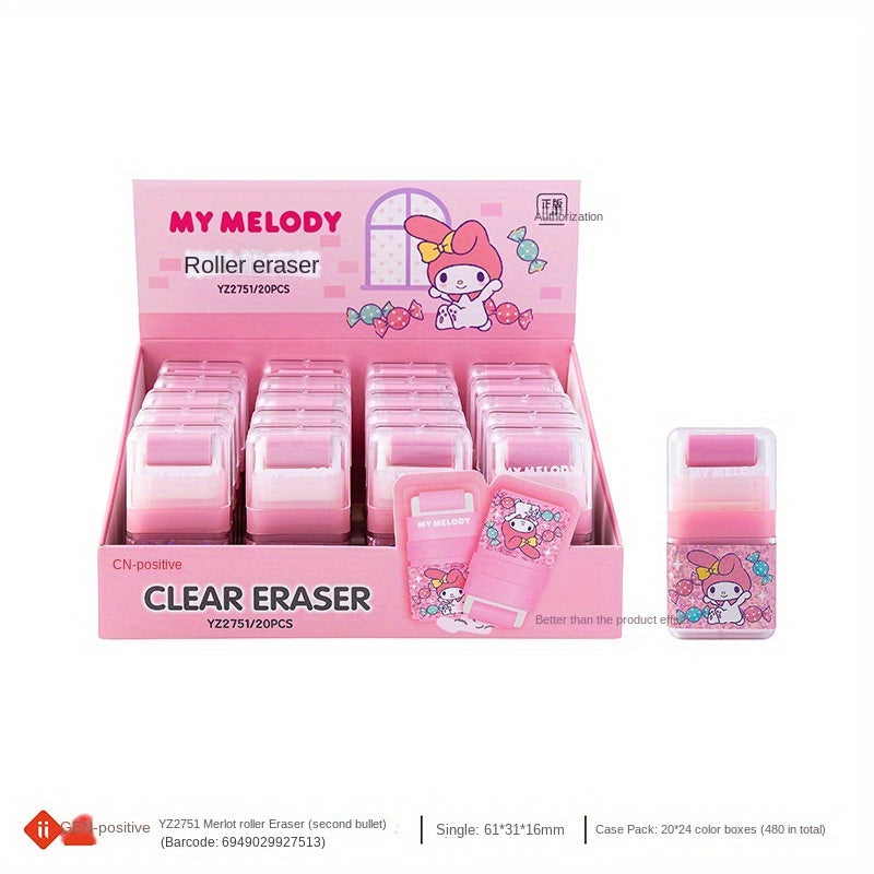 Sanrio for hello kitty & Friends Rolling Erasers for Youngsters - Cute Creative Designs with for my melody, for Cinnamoroll, and for pompompurin - Durable Synthetic Rubber - Ideal for Elementary School Students, School Suppli