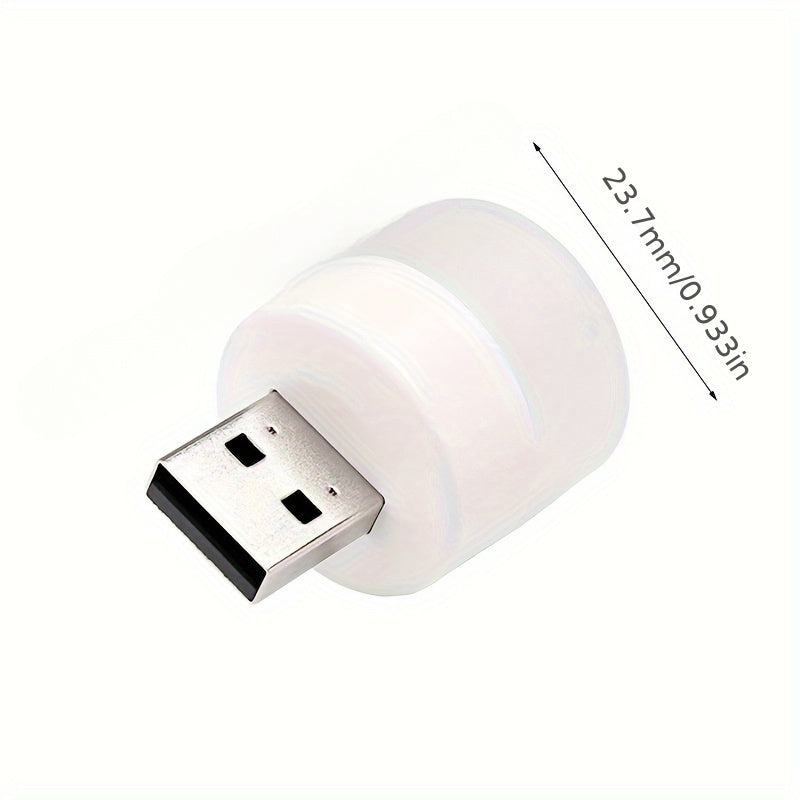 10pcs Mini USB LED Night Light - Warm White Eye Protection Reading Lamp - USB Powered, Portable Downlight for Bedroom, Polished Finish, Button On/Off, Prong Bulb Base, Household Use