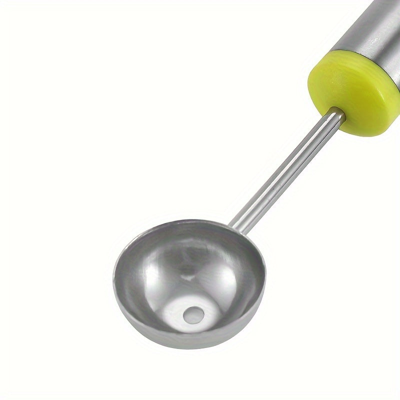 1pc Stainless Steel Watermelon Scoop, Multi-Functional Fruit Chopper, Long Handle, Ice Cream Scoop, with Metal Material, for Baking, Kitchen Decoration, Food