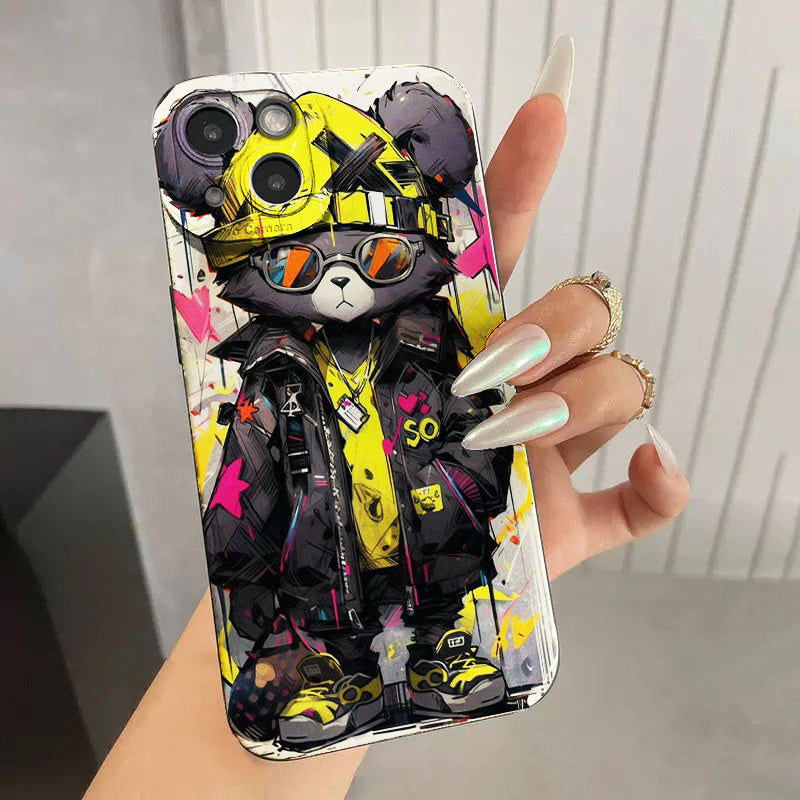 Compatible with iPhone 11/12/13/14/12 Pro Max/11 Pro/14 Pro/15/XS Max/X/XR/7/8/8 Plus Phones - Durable TPU Bear Graphic Protective Case with Shock-Absorbing Design - Unique Gift for Birthday, Girlfriend, Boyfriend