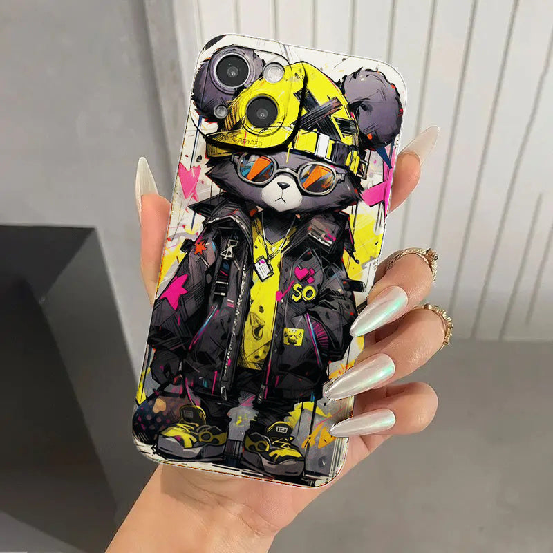 Compatible with iPhone 11/12/13/14/12 Pro Max/11 Pro/14 Pro/15/XS Max/X/XR/7/8/8 Plus Phones - Durable TPU Bear Graphic Protective Case with Shock-Absorbing Design - Unique Gift for Birthday, Girlfriend, Boyfriend