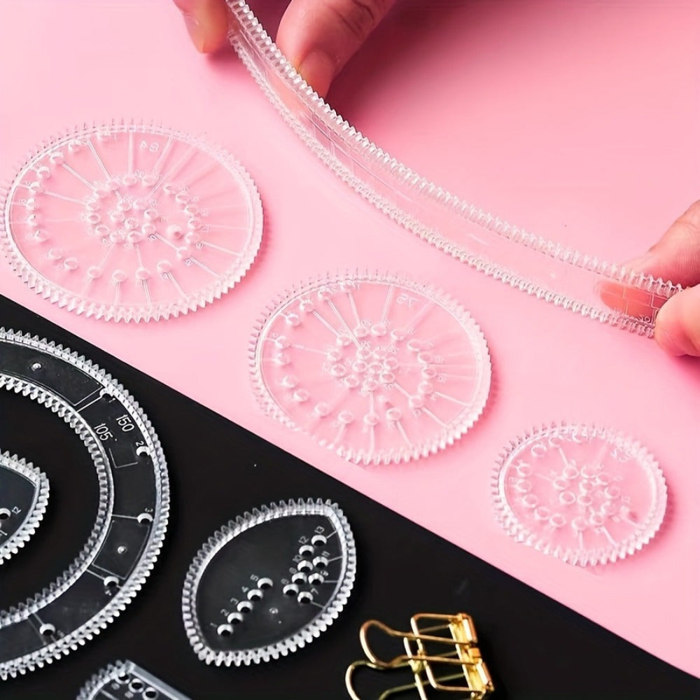 22pcs/set Multifunctional Geometric Drawing Ruler