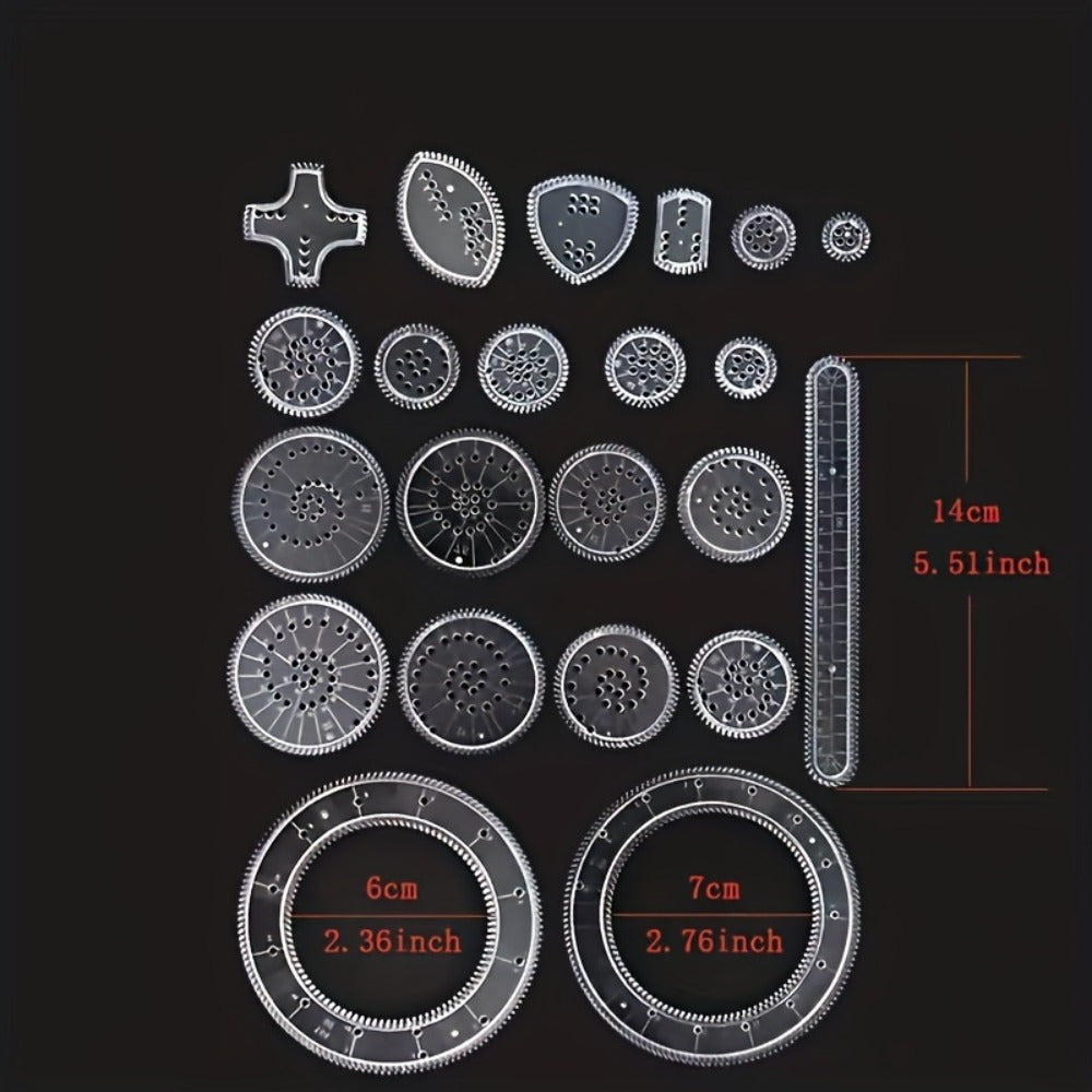 22pcs/set Multifunctional Geometric Drawing Ruler