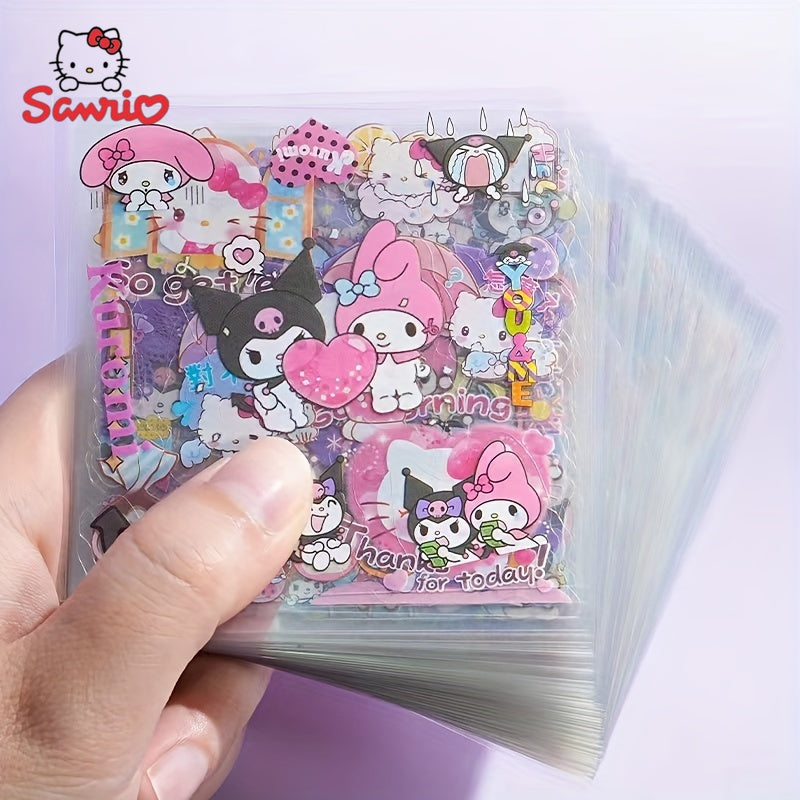 20-Count Sanrio Hello Kitty Waterproof PET Stickers - Non-Repetitive Cartoon & Animal Designs for Scrapbooking, DIY Projects, And Water Bottles