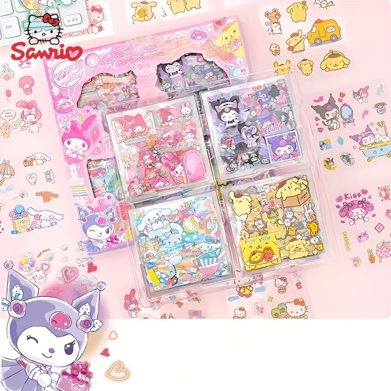 20-Count Sanrio Hello Kitty Waterproof PET Stickers - Non-Repetitive Cartoon & Animal Designs for Scrapbooking, DIY Projects, And Water Bottles