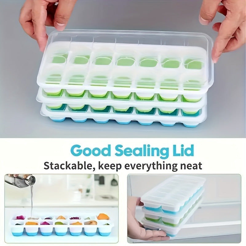 4pcs Silicone Ice Cube Mold Set - Stackable, Covered, Multifunctional for Cocktails & Whiskey, Essential Kitchen Utensils