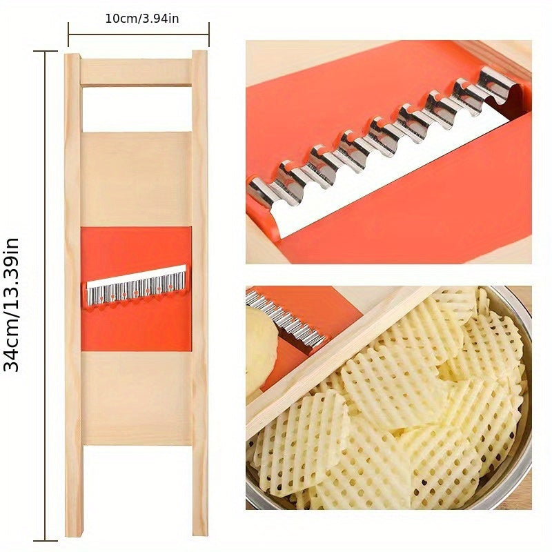 2-in-1 Potato & Vegetable Slicer - Manual Wave Cutter with Flower Design, Durable Plastic Kitchen Gadget for Perfect Ripples and Flowers