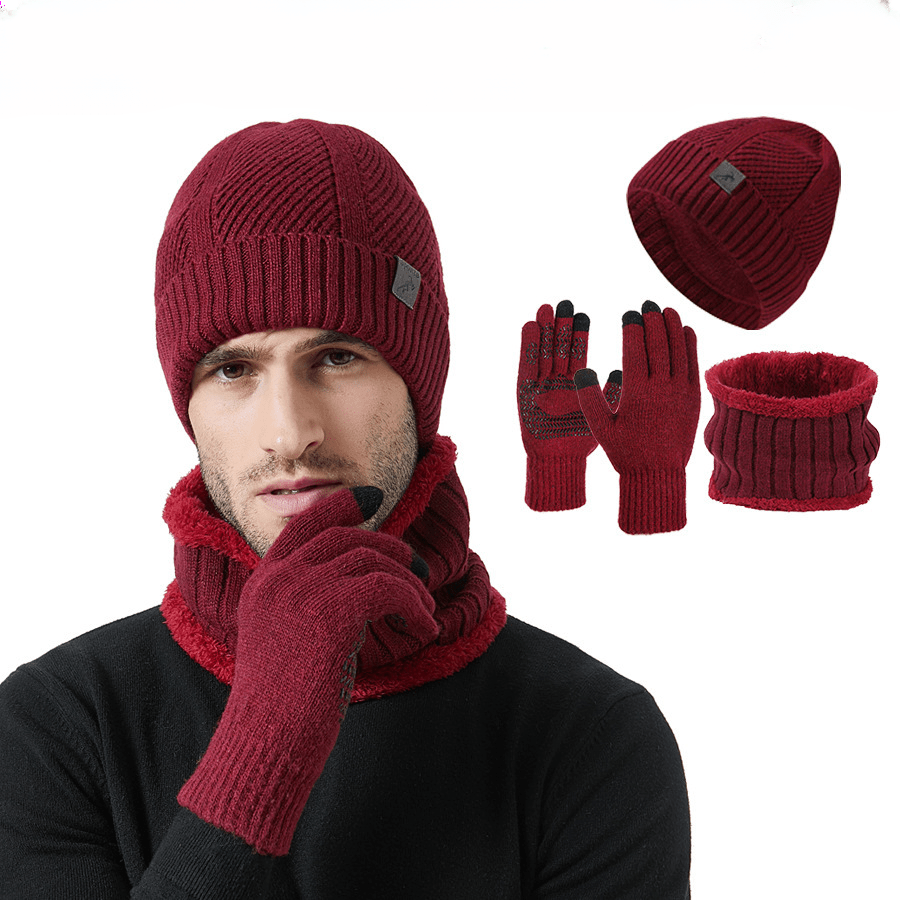 2025 Winter New Thick Beanie Scarf Glove Set