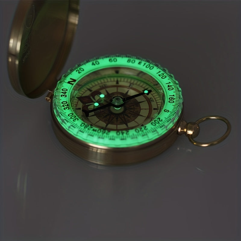 1pc Premium Copper Survival Compass - High-Accuracy Navigation, Glow-in-the-Dark Visibility, Water-Resistant, Durable Construction - Essential Tool for Camping, Hiking, Backpacking, Outdoor Adventures at Night
