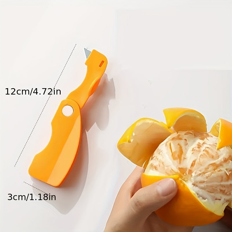 1/2 Stück Deluxe Klappbarer Orangen-Schäler - Einfach Zu Benutzen, Platzsparend, Kreatives Schneidewerkzeug Für Zitrusfrüchte, Gemüse Und Küchenutensilien - Kunststoff, Einfache Und Bequeme Gestaltung Für Zuhause Und R