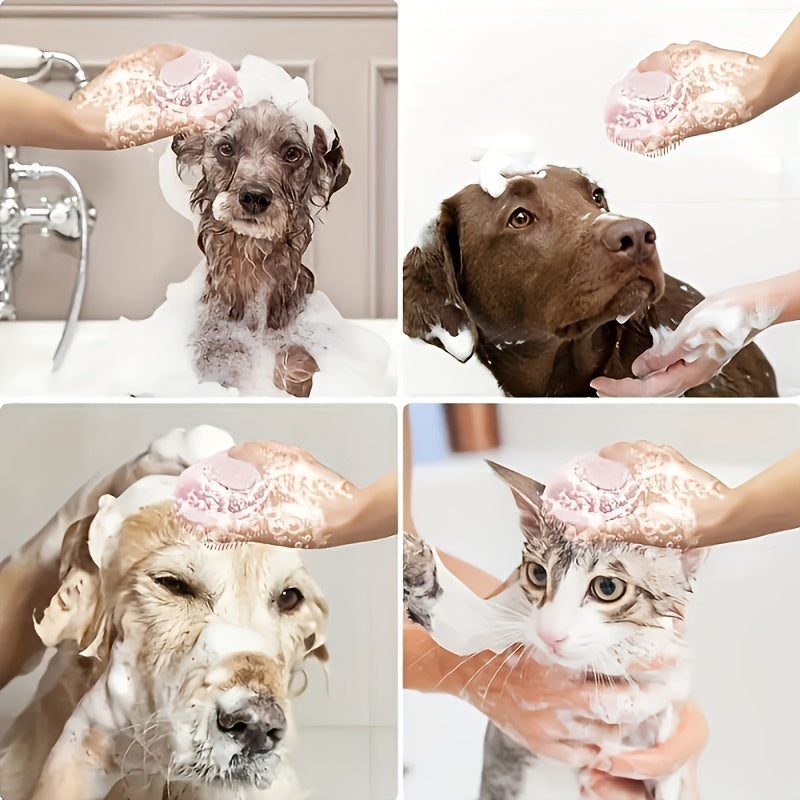 2-in-1 Silicone Pet Grooming Brush with Massage Balls - Gentle Bath & Massage Tool for Dogs and Cats
