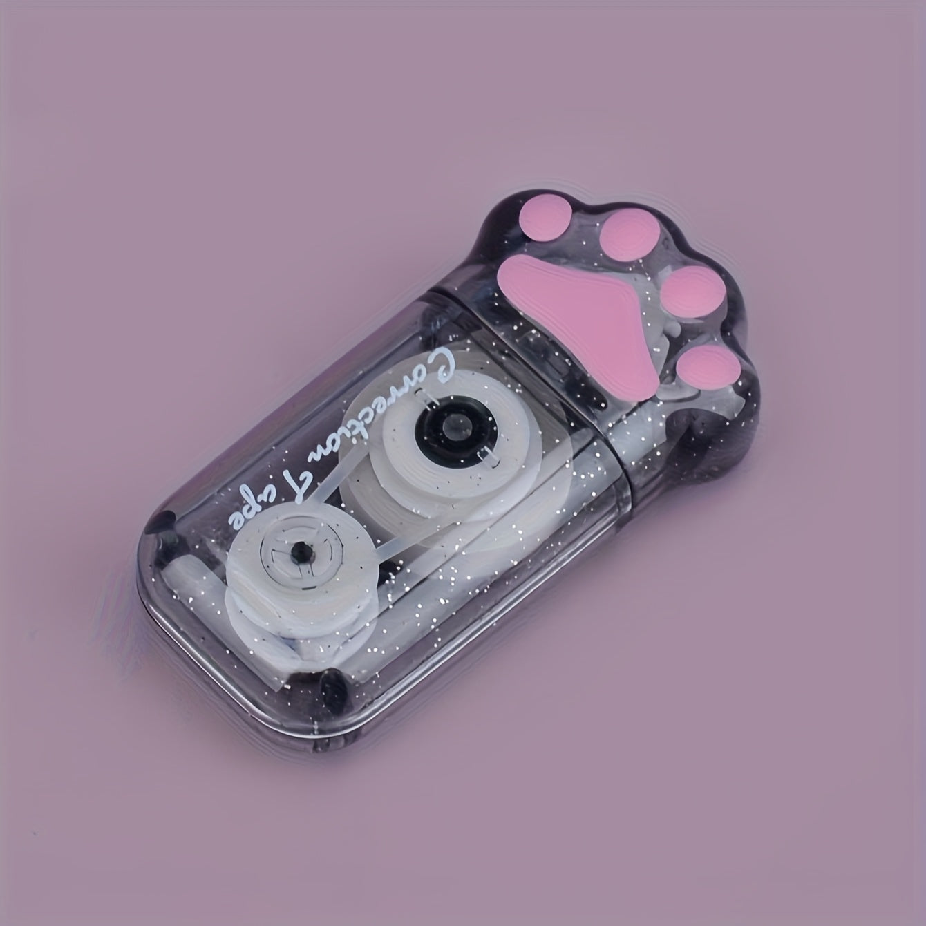 1pc Cat Claw Design Correction Tape, 6m Large Capacity, Transparent with Sequin Embellishments, Creative Mistake Correcting Essential, Ideal Gift for Friends, Plastic Material, No Battery Required